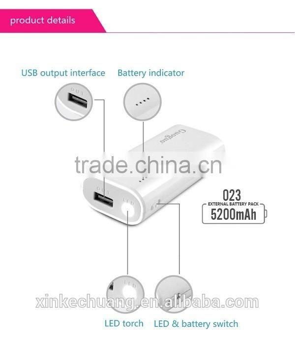 Guoguo 2016 Promotion fast charging battery charger portable 4000mAh power bank with led light