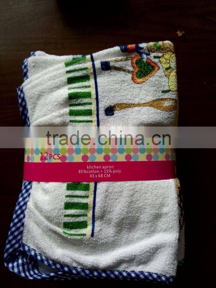 new design printing terry cotton waist apron for women half short waist apron for pakistan