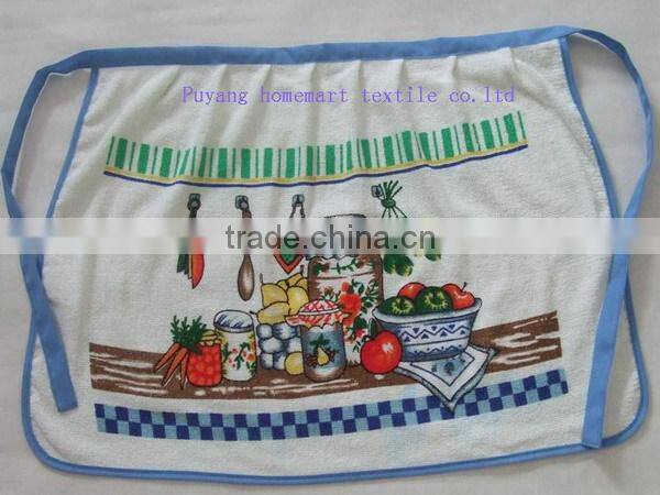 solid color long and waist apron with check border microfiber bib apron
