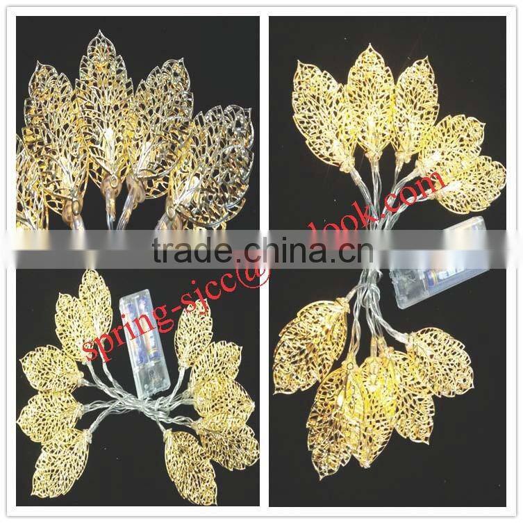 Gold leaf LED string light for Christmas