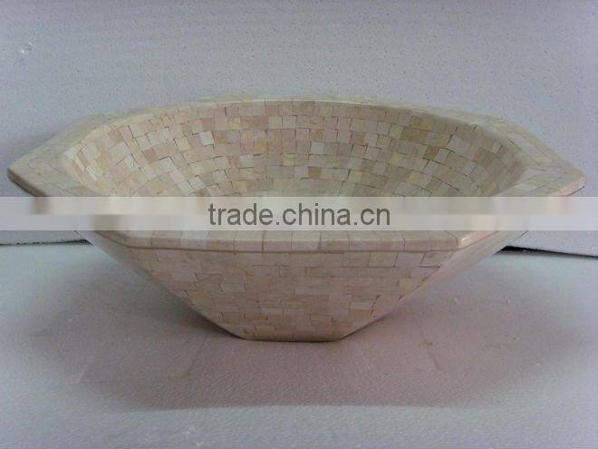 Stone Mosaic Basin, mosaico pedra, marble mortar and pestle