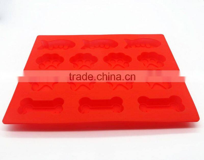 BPA free FDA food grade fish pawprint dog bone pastry cake silicon baking tray