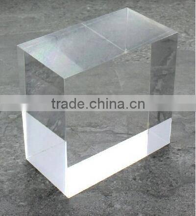 solid clear acrylic cube block