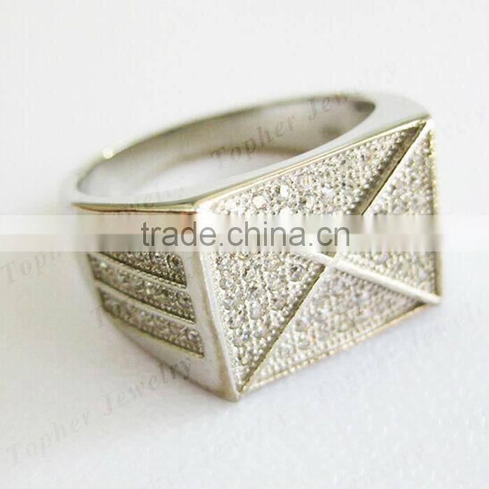 Big diamond ring 925 sterling silver jewelry mens fashion ring