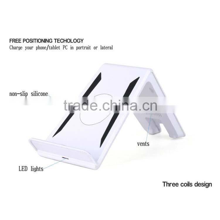 Latest Version Qi Three Coils Wireless Charging Pad Cell Phone Charge Dock Cradles with 5V 1A DC Power Supply for mobile phone