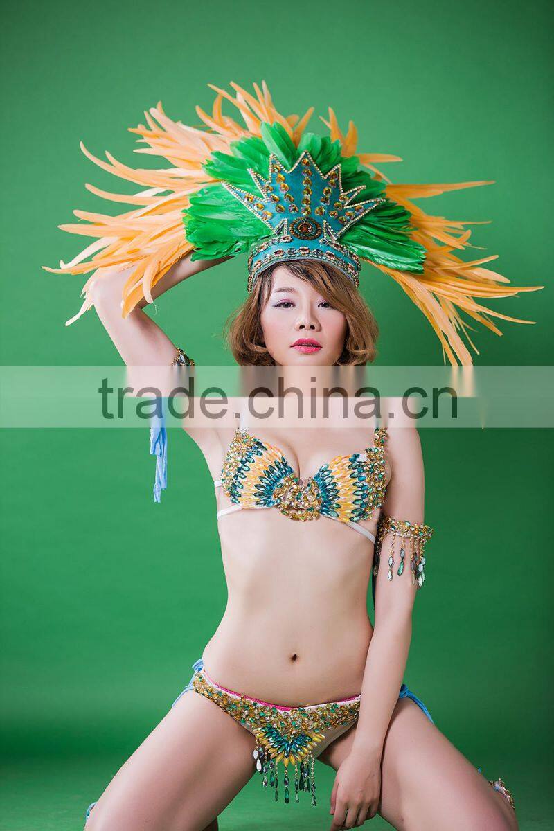 Wild mixed color feather bead tassel brazil sexy carnival costume