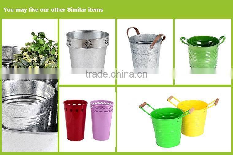 Vintage Look Metal French Market Buckets with a Burlap Label on the Front