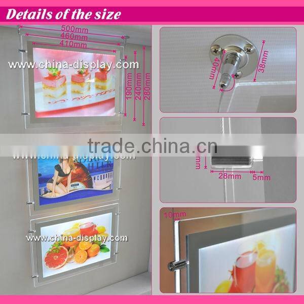 Ceiling or wall hanging crystal acrylic backlit picture led signs window