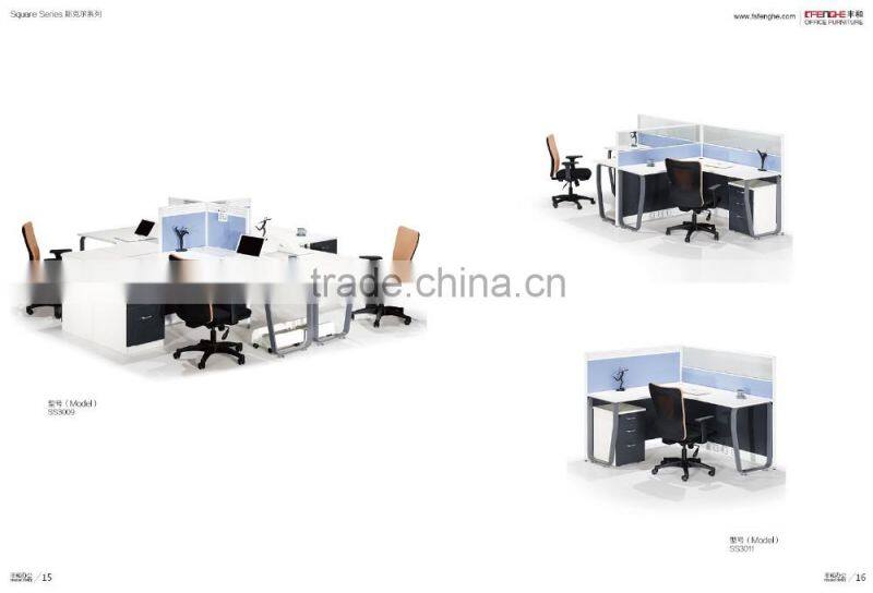 Modern design office partition glass wall 4 people office workstation