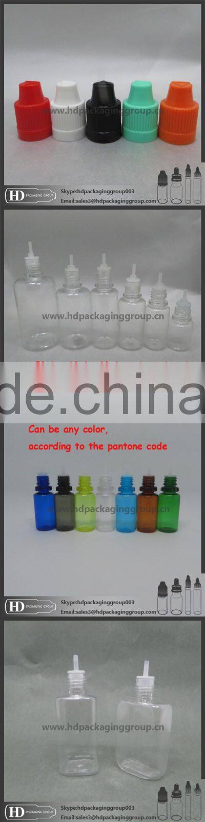 HD e liquid bottle with childproof lid e juice bottle plastic bottle clear PET bottle ecig oil bottle