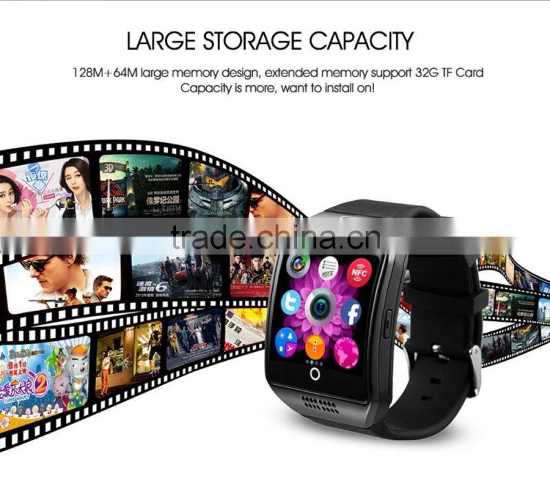2016 Smart Watch Q18 Bluetooth Wearable Curved Screen Touch High Quality Support For Android and IOS Phone Wristwatch