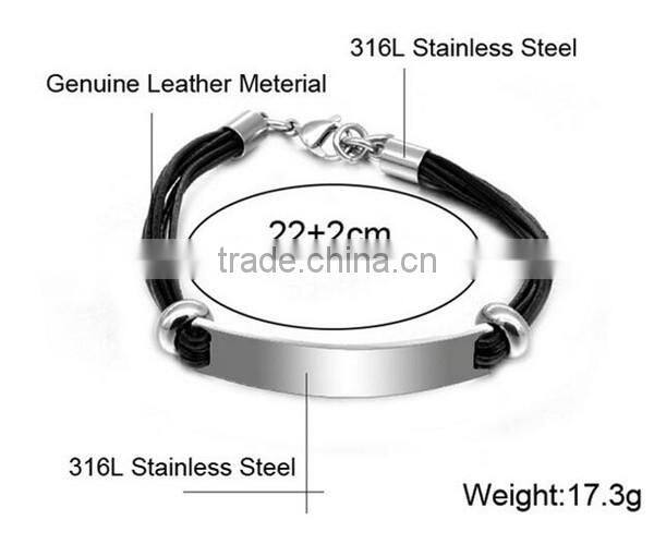 Cheap women's stainless steel fashion handmade leather bracelet