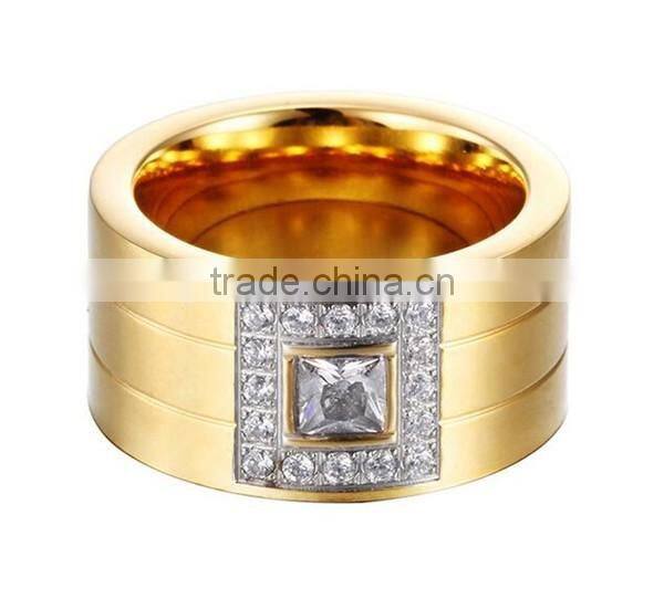 Cheap manufacturer OEM gold stainless steel jewelry ring with crystal