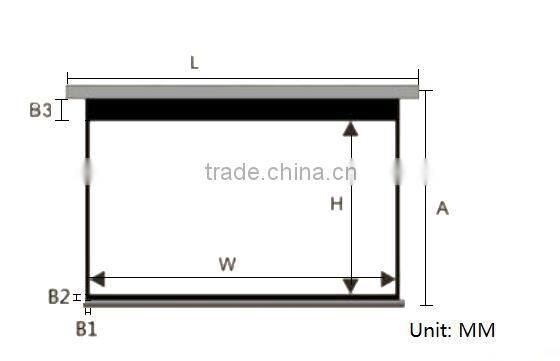 Projection screen roll up tab tensioned electric motorised projector screen