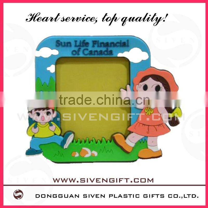 cute genius at work soft pvc photo frame for promotion gift