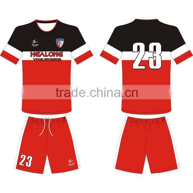 Healong OEM Superior Famous All Over Sublimation Soccer Uniform Kit,Team Soccer Jersey Kit Uniform Set
