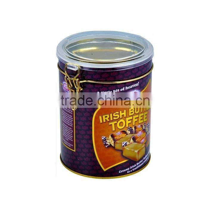 PVC lid with lock tin box/coffee tin box
