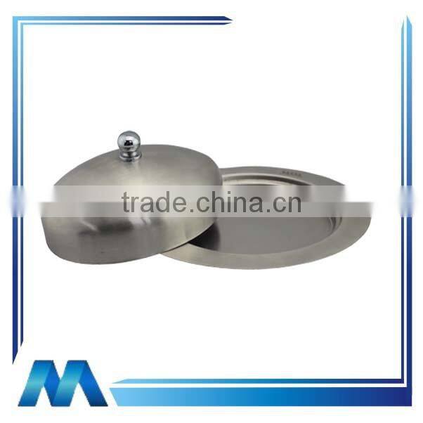 unique satin stainless steel oval butter dish