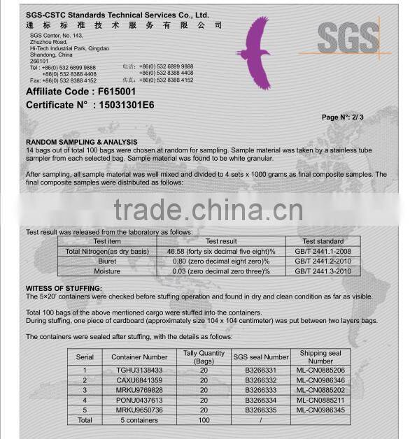 2016 hot sales urea fertilizer china