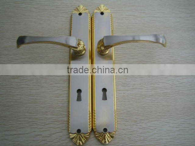 press and gold plated door handle and lock