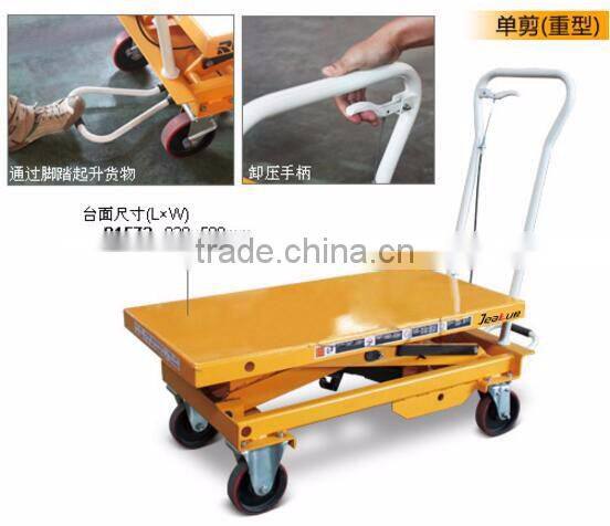 Easy pedal operated mini portable scissor lift table