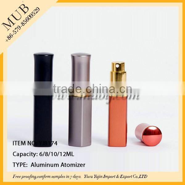 unique aluminum perfume bottle hot sale vial refillable mini spray high end