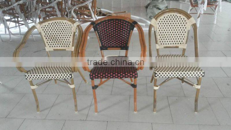 Different design plastic rattan bamboo look armchair