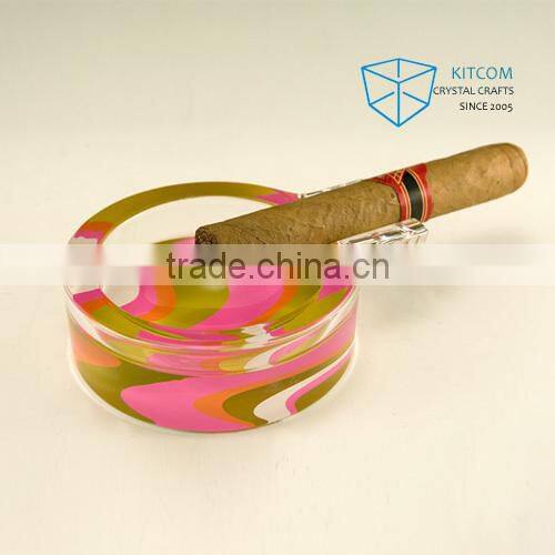 wholesale crystal cigar ashtray with sticker