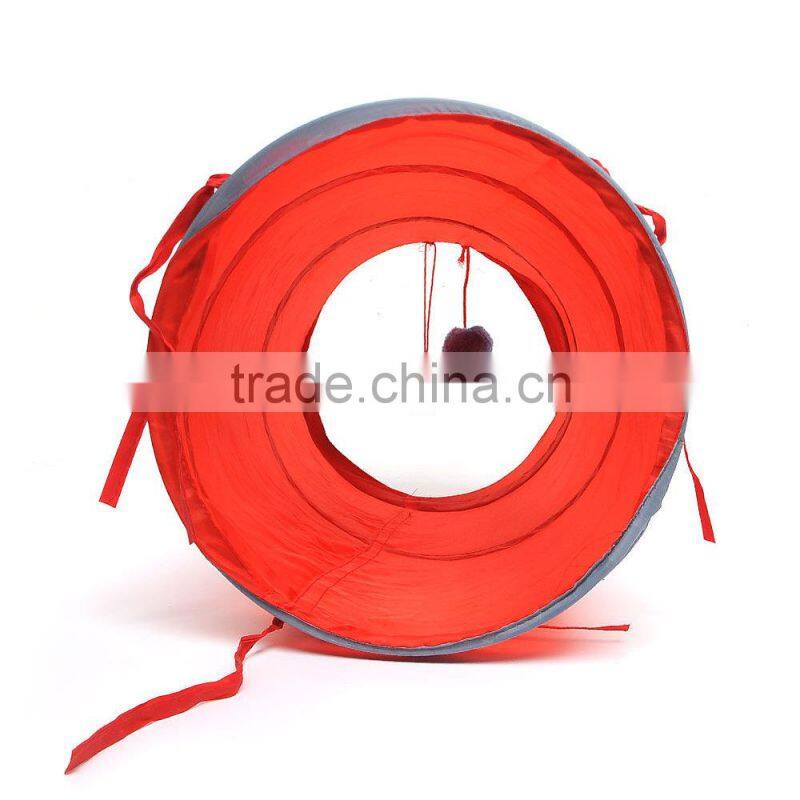Pet Cat Kitten Small Foldable Collapsible Tunnel Dangling Bell Play Toy