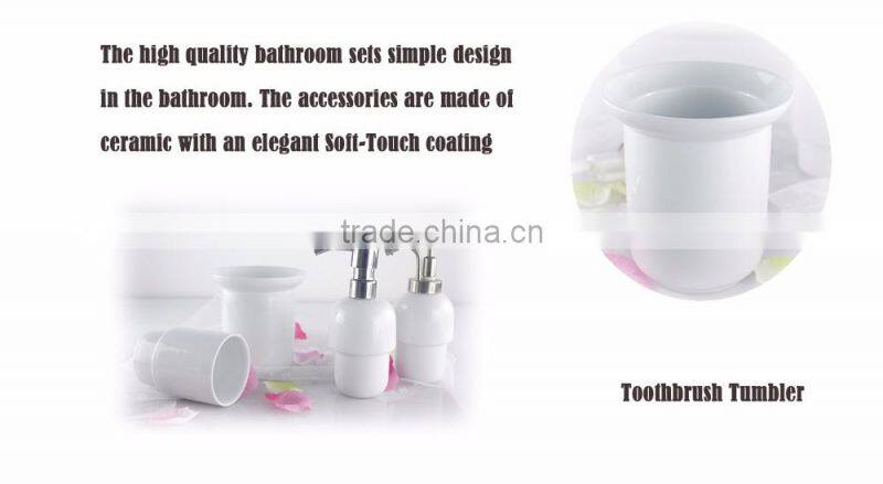 4psc white custom design ceramic bath set, bathroom accessory sanitary set