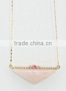 Cheap Raw Turquoise Gold Necklace Triangle Gemstone Pendant Necklace