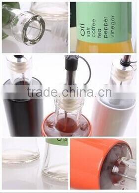 2016 hot selling unique glass oil bottle and spice jar cruet set with coating