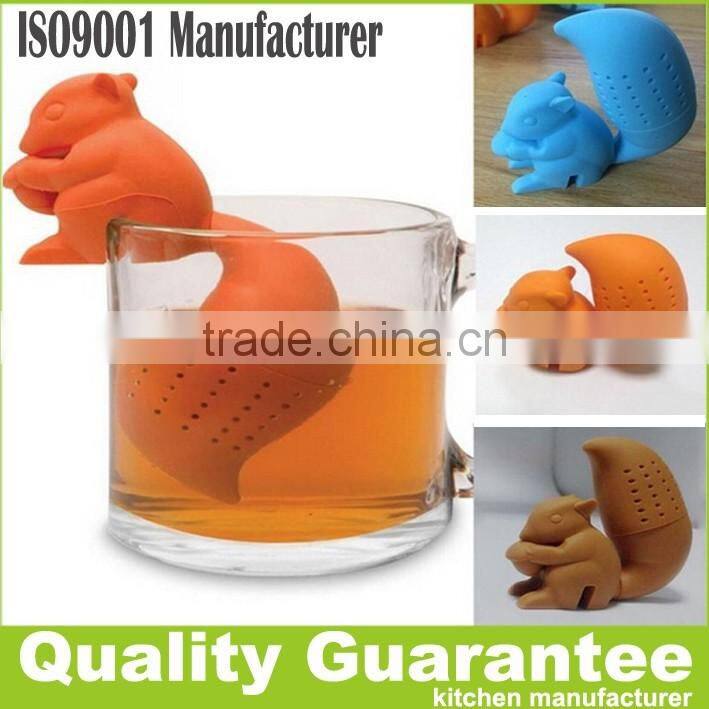 2016 latest High Quality Squirrel Shape Silicone Tea Strainer Filter Silicone Tea Infuser
