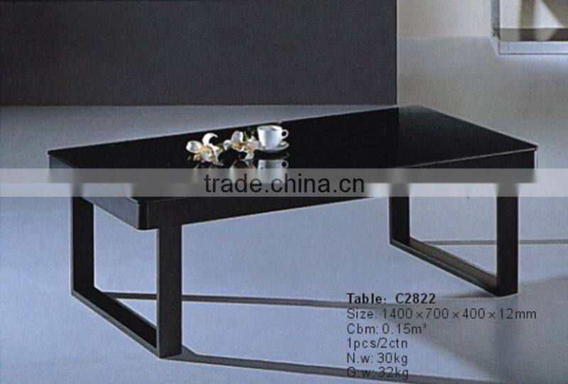 C8043 cheap black metal leg mdf wood top coffee table for cafe
