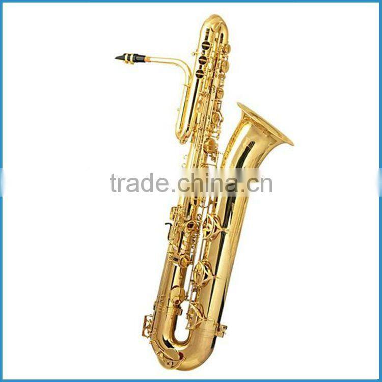 Gold lacquer Bb key bass saxophone