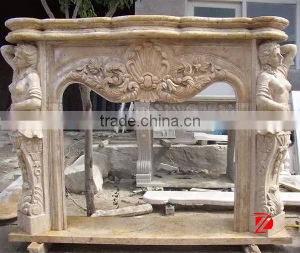 stone luxury fireplace surround with lady statue