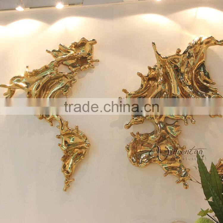 designer home decor stainless steel world map metal wall sculpture