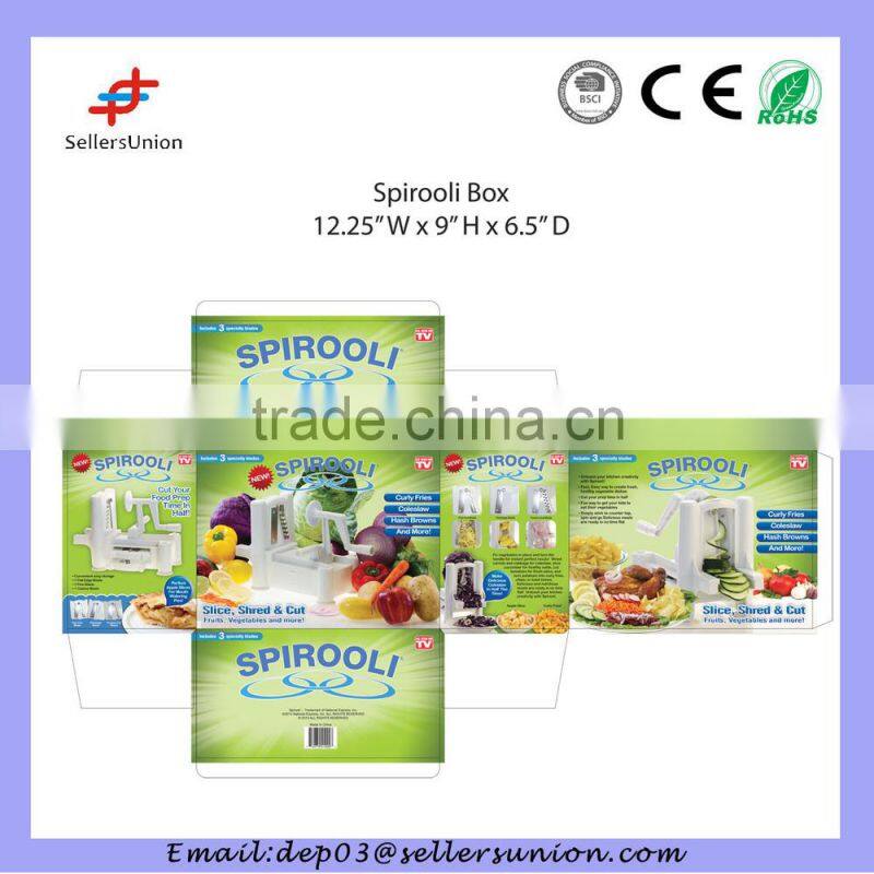 Spiral Manual Fruit Vegetable Cutter, As Seen On Tv Tri-blade Plastic Spiral Vegetable Slicer