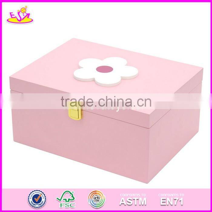 2017 new products girls pink wooden storage bins W08C175
