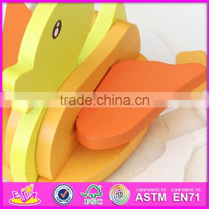 2017 New product funny 3d duck children wooden animal puzzles for toddlers W14G043