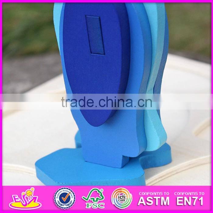 2017 New product diy 3d penguin wooden animal jigsaw puzzles W14G041