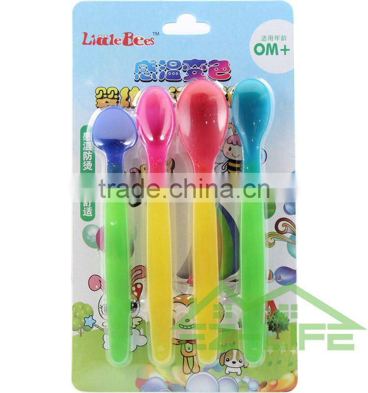 4 pcs/set ECO baby heat Temperature Sensitive silicone Color Changing spoons