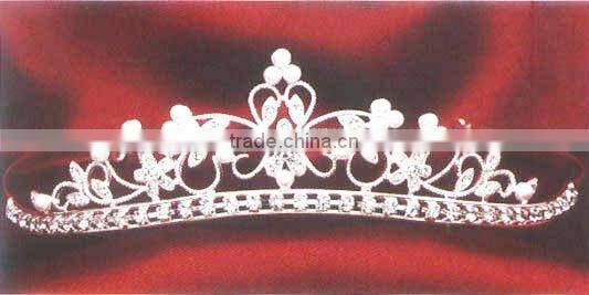H853-009 Fashion Pearl Rhinestone Wedding Tiaras