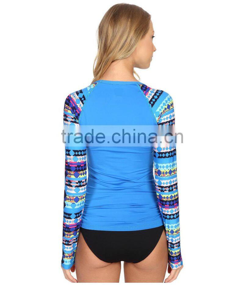 Long Raglan Sleeve Swim Shirt Woman UV Wetsuits Long Sleeve Rash Guard Top Swimsuit Tee Women