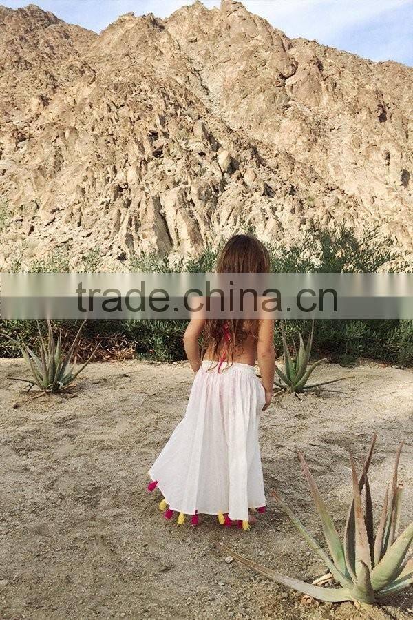 Little Pom Pom Gypsy Skirt Kids Frock Designs Children Clothing Pictures Of Long Skirts And Tops 2016 HSD5653