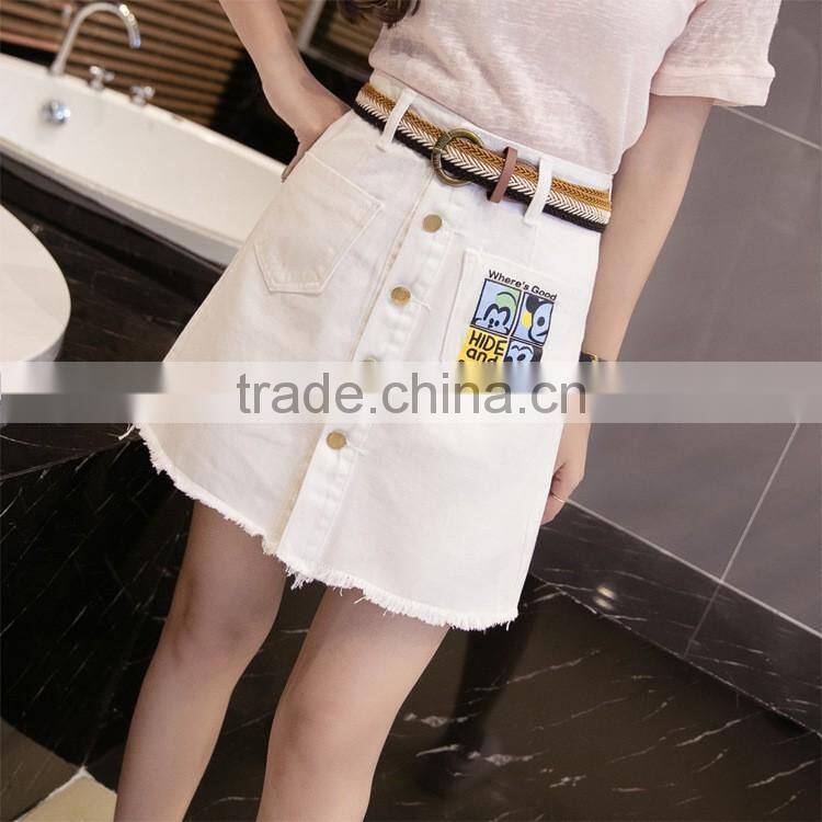 Latest Skirt Design Print For Women Fancy Short Denim Jeans Skirt