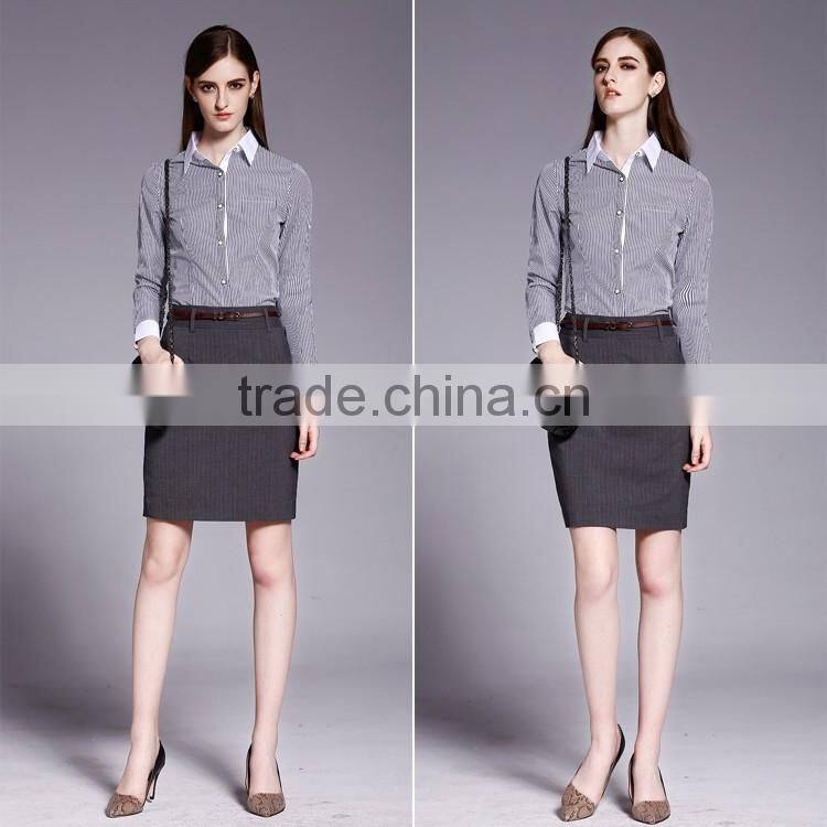 Ladies Formal Work Office Regular Fit Contrast Collar Cuff Cotton Shirt