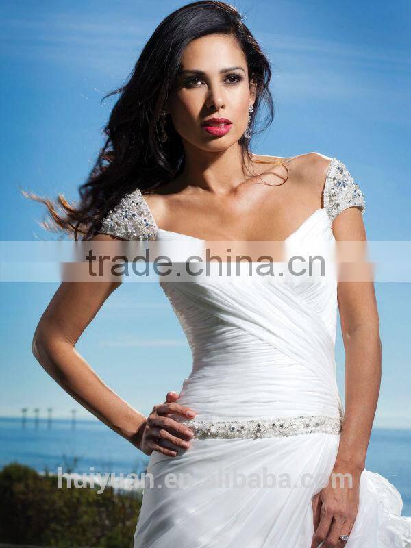 modest princess cap sleeve chiffon sex wedding dress