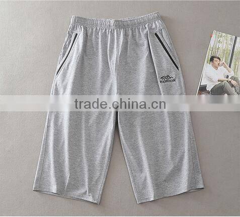 Middle-aged summer thin plus size loose fertilizer 3/4 long straight leisure trousers dad 100% cotton pants