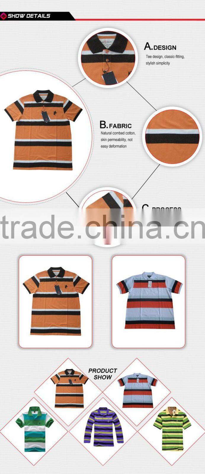 2016 plain striped men's piping polo shirt